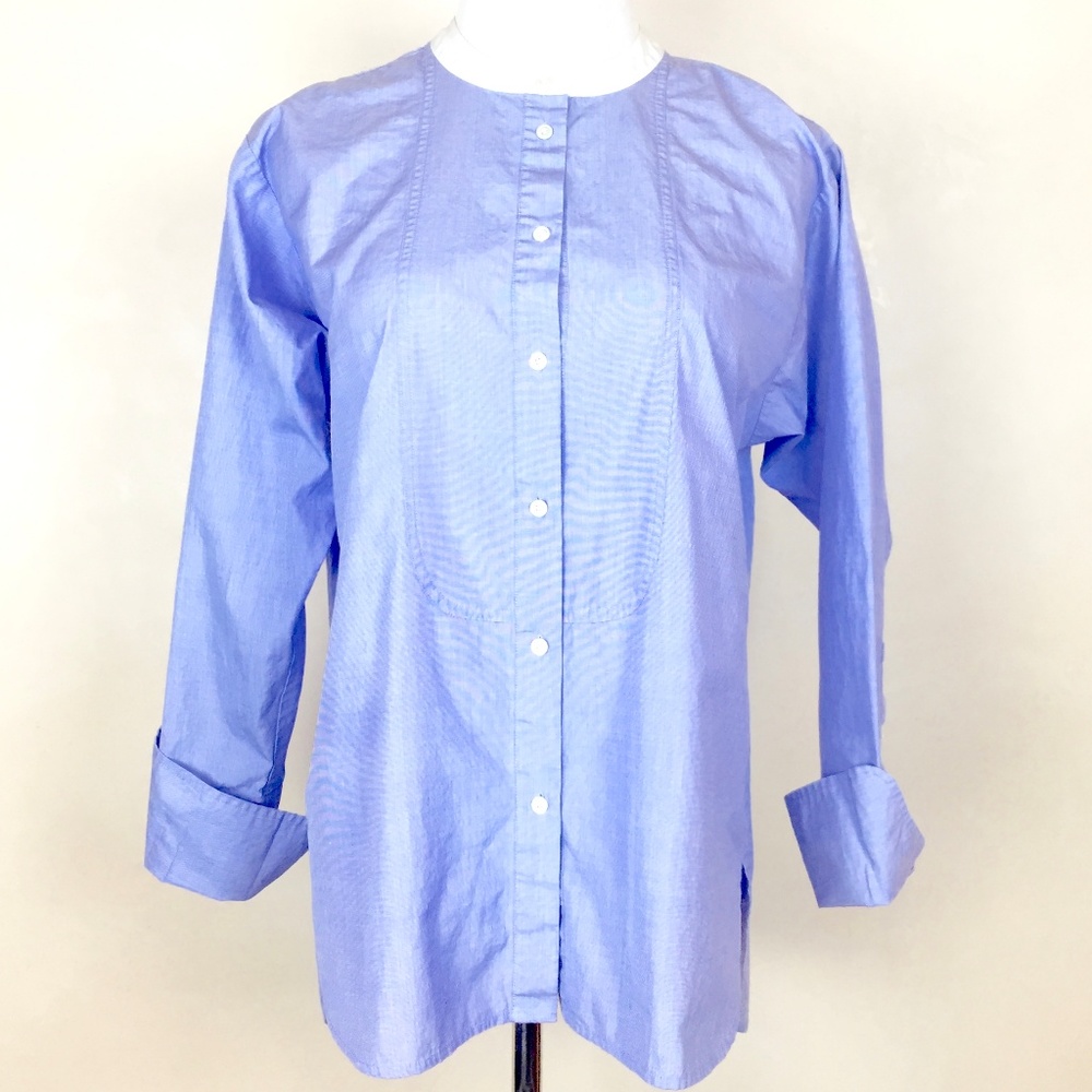 Thomas Mason J Crew Collarless Shirt B3572 Size 6